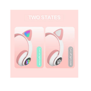 Casti wireless pliabile Stuffix®, urechi de pisica, Bluetooth 5.0, negru