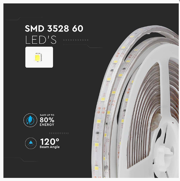BANDA LED SMD3528 60LED/M 4.2W/M 3000K IP65 5M