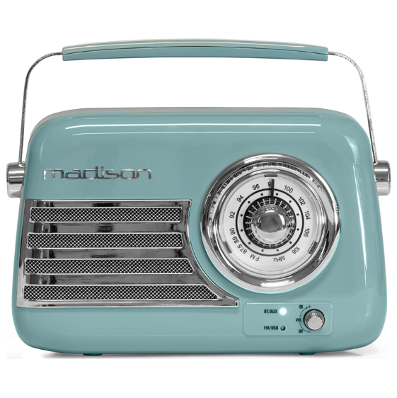 RADIO FM PORTABIL NOSTALGIA 30W CU FUNCTIE BLUETOOTH/AUX -ALBASTRU