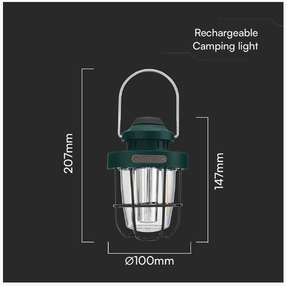 LAMPA CAMPING 3W + 5W EFECT FLACARA CU INCARCARE USB TIP C