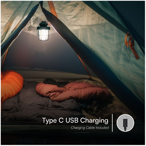 LAMPA CAMPING 3W + 5W EFECT FLACARA CU INCARCARE USB TIP C