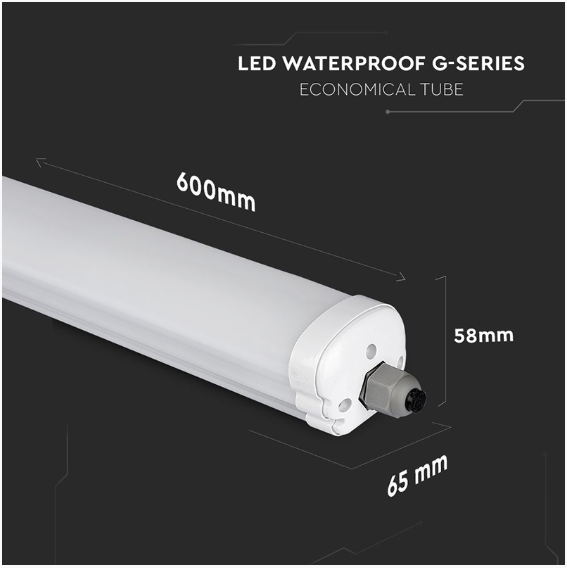 CORP ILUMINAT LED 60CM 18W 6500K ALB RECE IP65