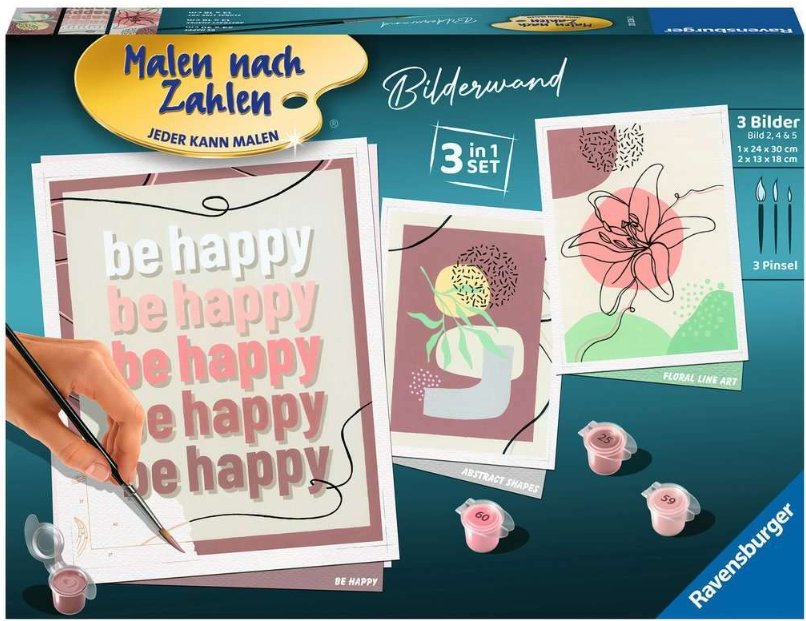 Art Set Pictura pe numere - Be happy 3 modele