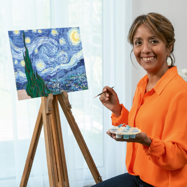 Art Set pictura pe numere motiv premium - Starry Night (Van Gogh)