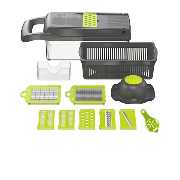 Feliator Legume Stuffix®, Multifunctional, 14 In 1 Set, Taieturi Diferite, Gri/Verde