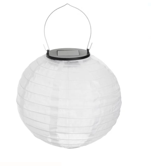 Felinar Solar Sfera Alba Textila Ø20cm