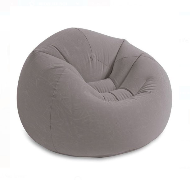 Fotoliu Gonflabil Gri Catifelat Intex 114x114x71cm