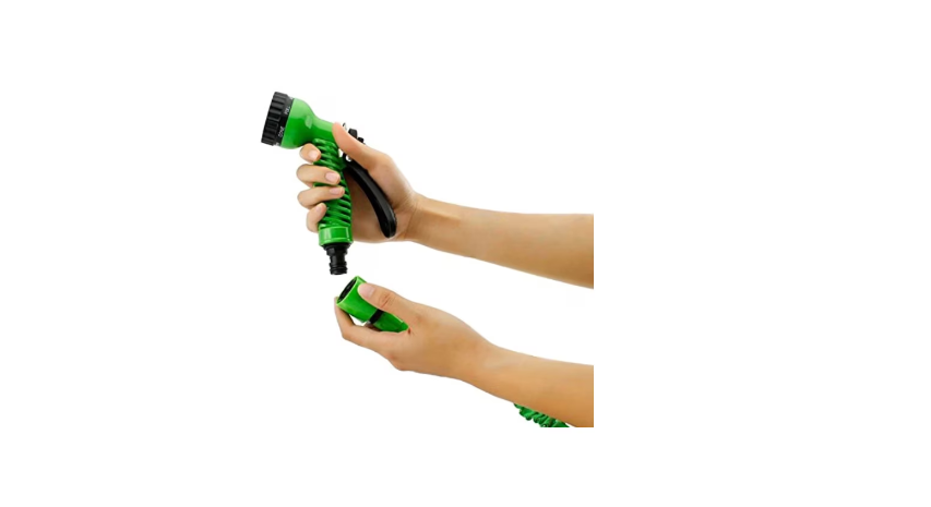 Furtun de udat gradina extensibil cu 7 functii, cu conectori, 45m lungime, verde