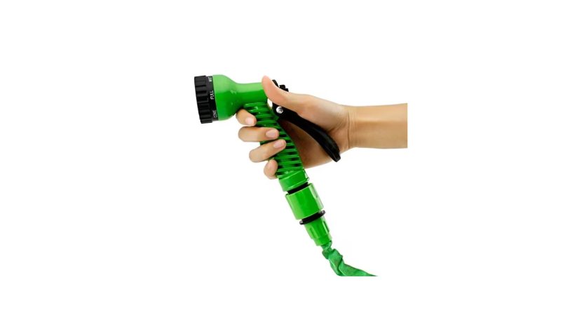Furtun de udat gradina extensibil cu 7 functii, cu conectori, 45m lungime, verde