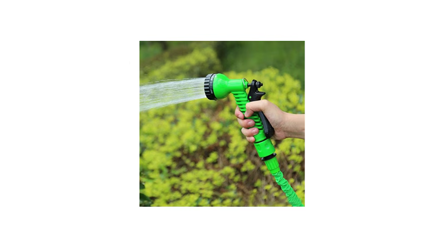 Furtun de udat gradina extensibil cu 7 functii, cu conectori, 45m lungime, verde