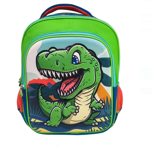 Ghiozdan Gradinita Verde Bleu cu Model Dinozaur 3D
