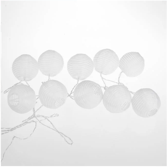 Ghirlanda Solara cu Felinare Textile & Lumina Alba Calda 3.8cm - 10buc