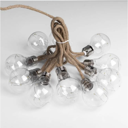 Ghirlanda Solara cu Becuri din Plastic Lumina Alba Calda de Interior & Exterior 4.7m - 10buc