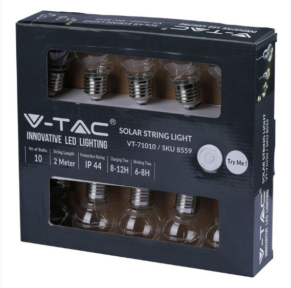 GHIRLANDA SOLARA LED 1W X 10 IP44 3000K