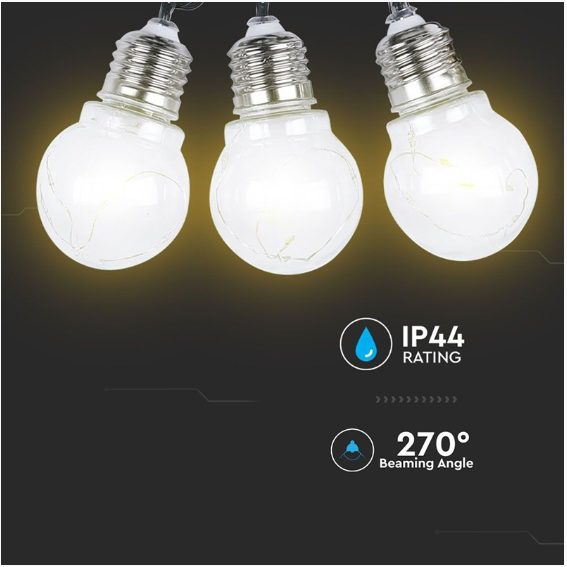 GHIRLANDA SOLARA LED 1W X 10 IP44 3000K