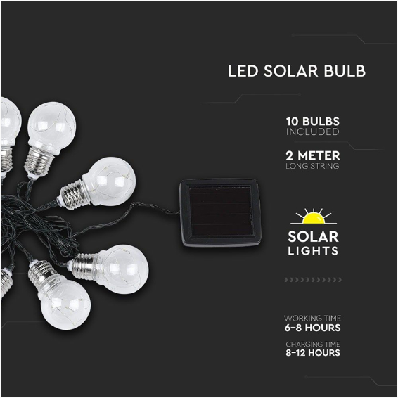 GHIRLANDA SOLARA LED 1W X 10 IP44 3000K