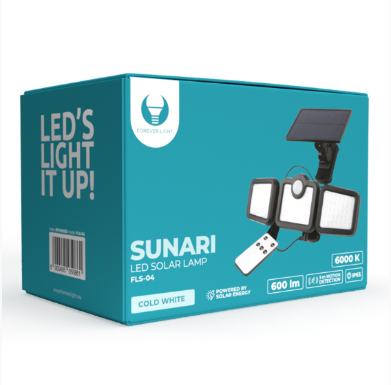 LAMPA LED CU INCARCARE SOLARA SI SENZOR DE MISCARE 10W 6000K