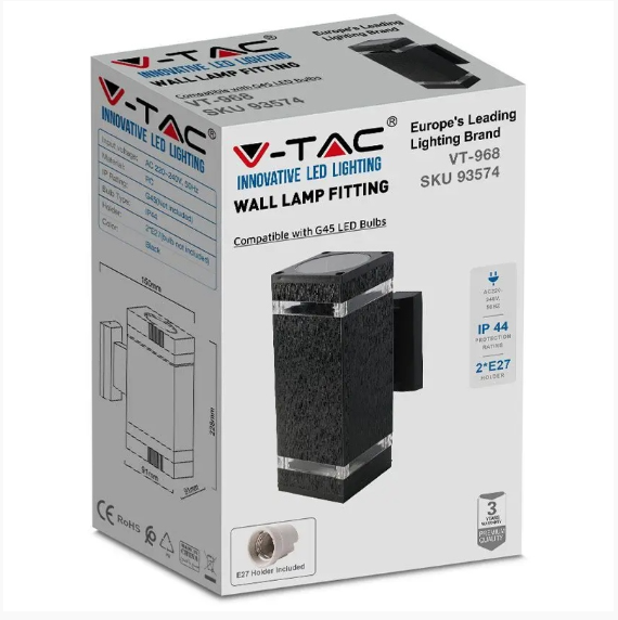 LAMPA PERETE SOCLU E27 IP44 - NEGRU