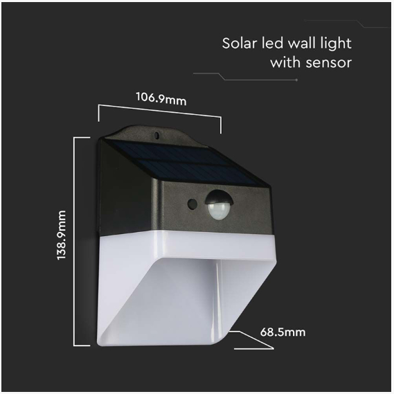 LAMPA EXTERIOARA 2W 4000K INCARCARE SOLARA - ALB/NEGRU