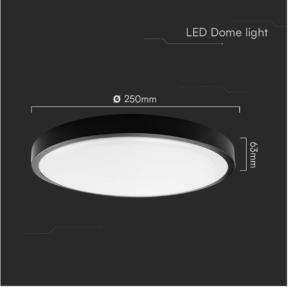PLAFONIERA LED 18W IP44 4000K ALB NEUTRU - NEGRU