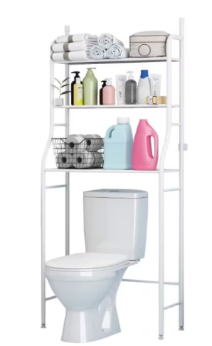 Raft depozitare peste masina de spalat, 3 etajere, Alb, 150 x 67 x 23 cm