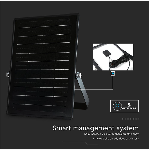 REFLECTOR CU INCARCARE SOLARA 10W 1500LM 4000+6400K - NEGRU