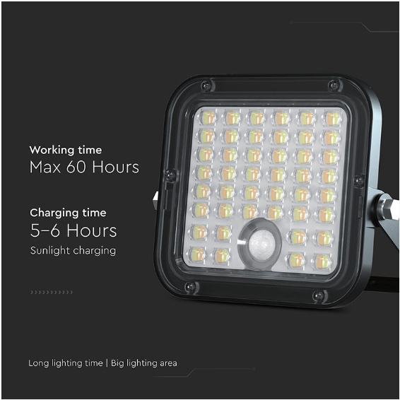 REFLECTOR CU INCARCARE SOLARA 10W 1500LM 4000+6400K - NEGRU