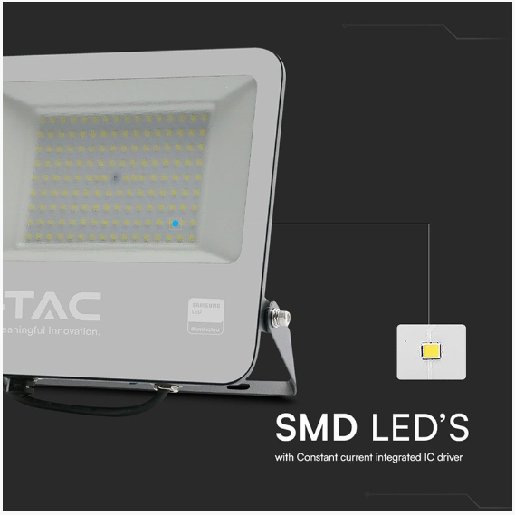 REFLECTOR LED SMD 100W 4000K IP65 CABLU 1M CIP SAMSUNG - NEGRU/GRI