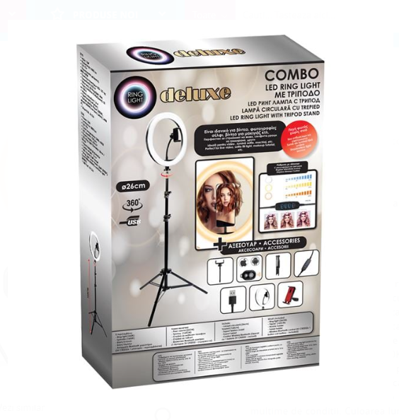 Lampa Circulara Ring Light cu Trepied & Accesorii Deluxe Set