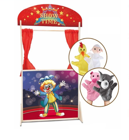 Set Teatru de Papusi cu 4 Figurine 57x20x104cm