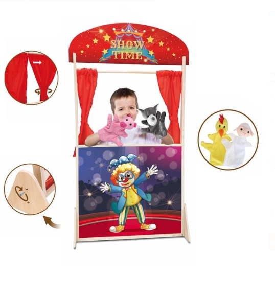 Set Teatru de Papusi cu 4 Figurine 57x20x104cm