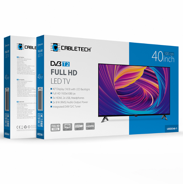 TV FULL HD 40 INCH 102CM H.265 HEVC CABLETECH