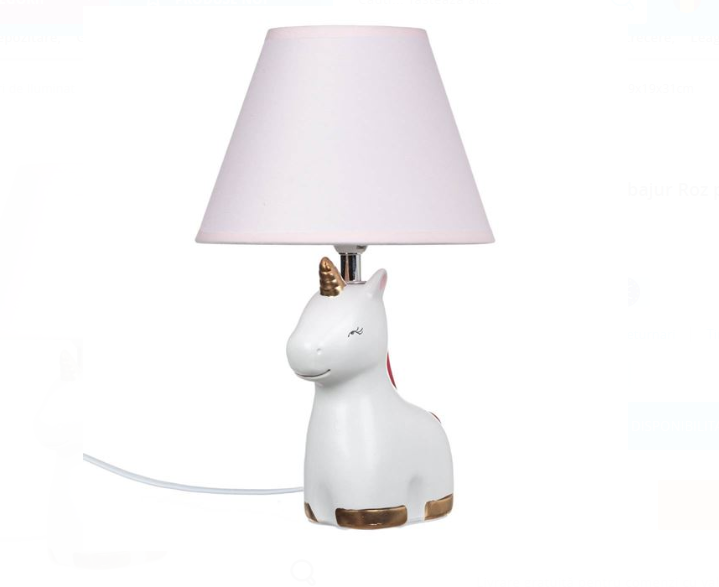 Veioza 3D Unicorn cu Abajur Roz pentru Copii 19x19x31cm