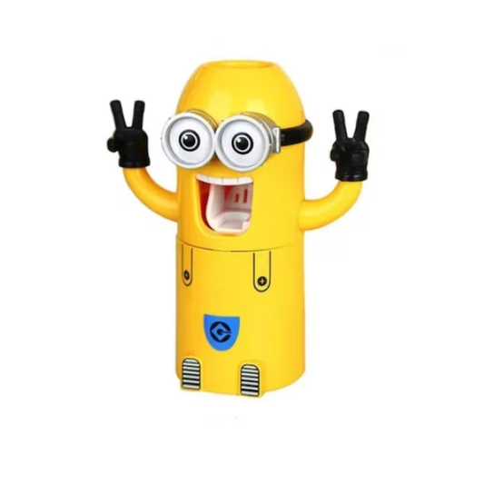 Dispenser de pasta de dinti Minion Stuffix®, cu suport pentru periute, 7.8×18.8 cm