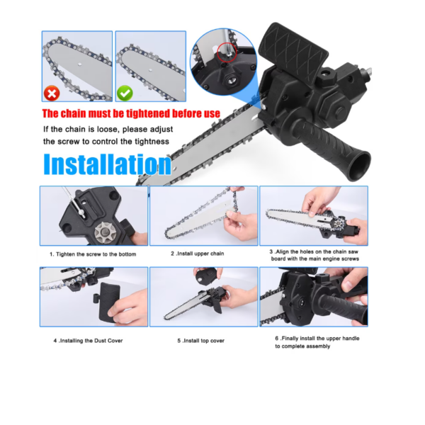 Adaptor Tip Minifierastrau Electric Stuffix®, Drujba Pentru Bormasina, Multifunctional, Portabil, Cu Lant 10cm