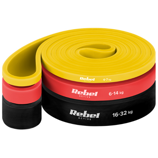 SET 3 BENZI ELASTICE LATEX POWER BAND 4-32KG REBELACTIV