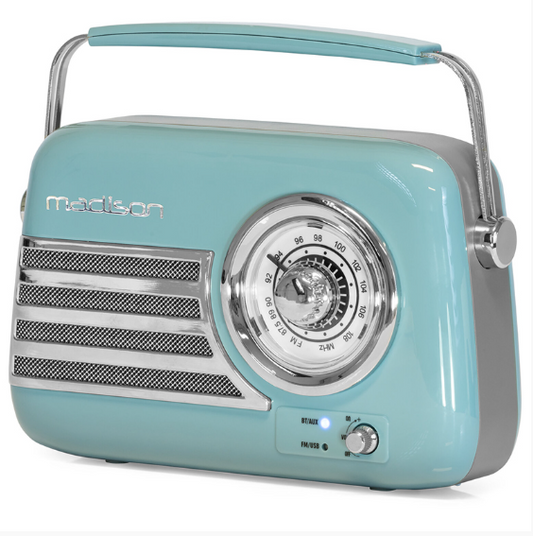 RADIO FM PORTABIL NOSTALGIA 30W CU FUNCTIE BLUETOOTH/AUX -ALBASTRU