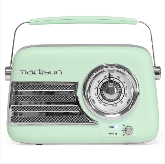 RADIO FM PORTABIL NOSTALGIA 15W CU FUNCTIE BLUETOOTH/AUX - VERDE