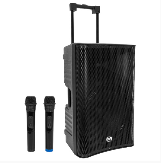 BOXA PORTABILA 15''/38CM 300W RMS TWS CU BT/USB + 2 MIC WIRELESS