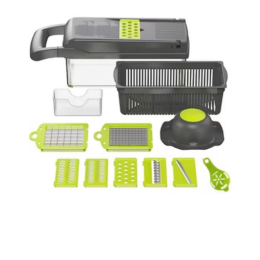 Feliator Legume Stuffix®, Multifunctional, 14 In 1 Set, Taieturi Diferite, Gri/Verde