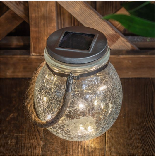 Lampa Solara de Masa in Forma de Borcan cu Efect Spart 10 LED-uri & Maner Ø12cm