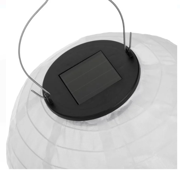 Felinar Solar Sfera Alba Textila Ø20cm