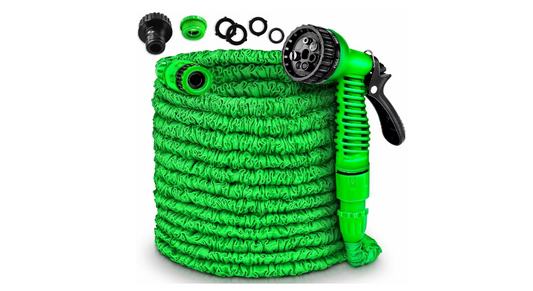 Furtun de udat gradina cu 8 functii, flexibil, extensibil pana la 60 m, cu accesorii incluse, verde