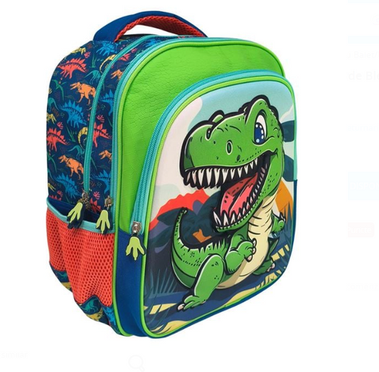 Ghiozdan Gradinita Verde Bleu cu Model Dinozaur 3D