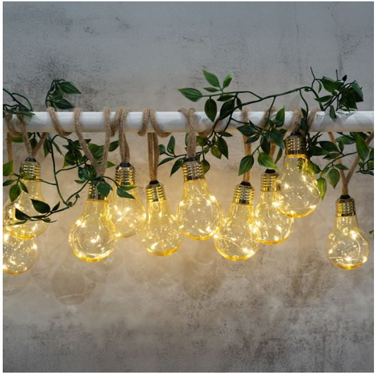 Ghirlanda Solara cu Becuri din Plastic Lumina Alba Calda de Interior & Exterior 4.7m - 10buc