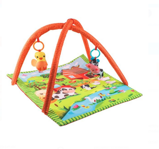 Saltea cu Activitati & 2 Jucarii Detasabile Model Ferma pentru Bebelusi 60x76.5cm