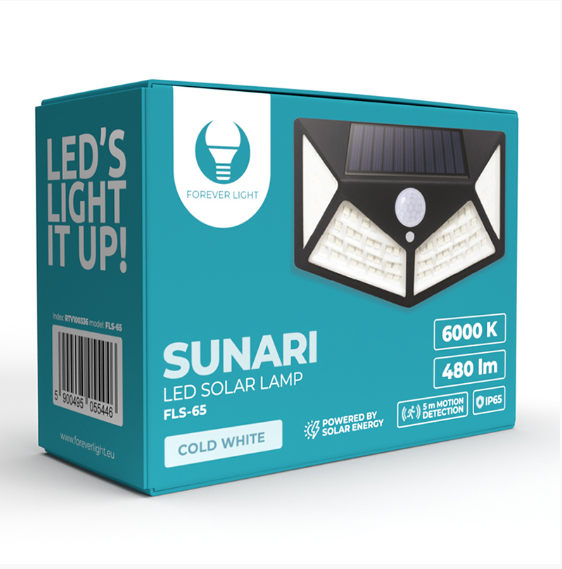 LAMPA LED SOLARA 6W CU SENZOR DE MISCARE 6000K