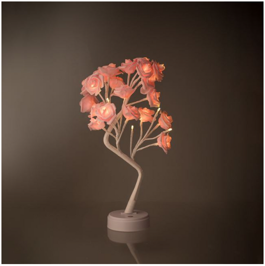 Lampa Copac cu LED Trandafiri Roz USB & 2 Functii de Lumina 48cm