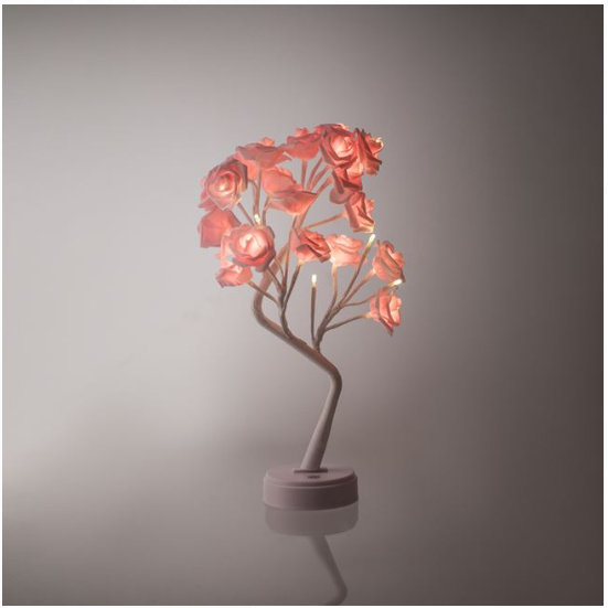Lampa Copac cu LED Trandafiri Roz USB & 2 Functii de Lumina 48cm