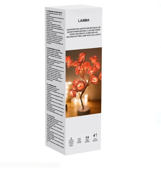 Lampa Copac cu LED Trandafiri Roz USB & 2 Functii de Lumina 48cm
